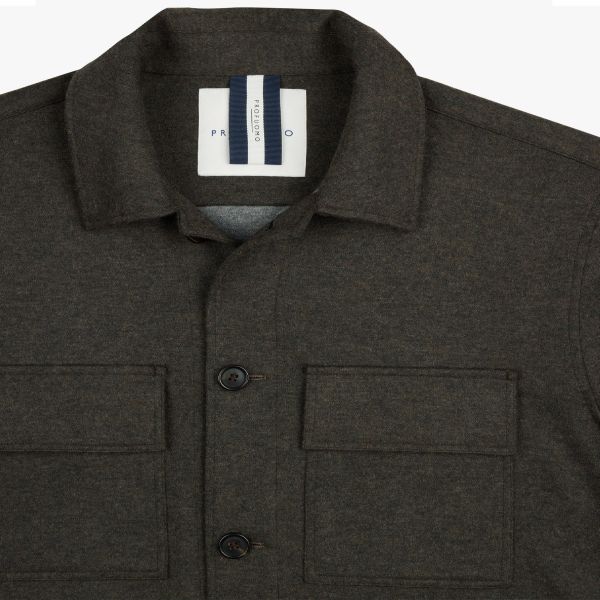 Profuomo Wool Knitted Overshirt Bruin