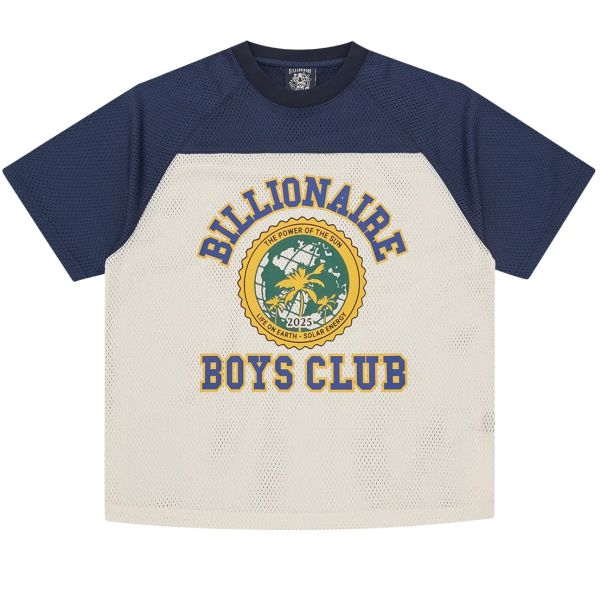 Billionaire Boys Club World College Mesh Football Shirt Off White/Navy