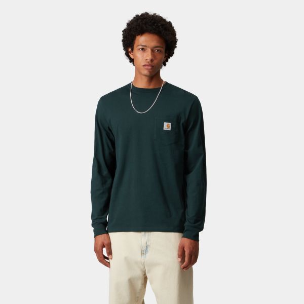 Carhartt WIP Pocket Longsleeve T-shirt Donker Groen