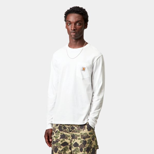 Carhartt WIP Pocket Longsleeve T-shirt Wit