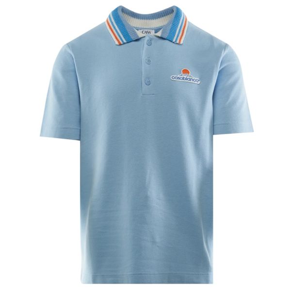 Casablanca Knit Pique Polo Licht Blauw