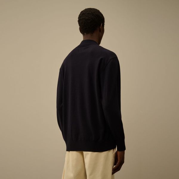 CP Company Extrafine Merino Wool Polo Sweater Navy