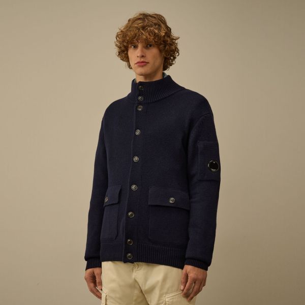 CP Company Lambswool GRS Cardigan Navy