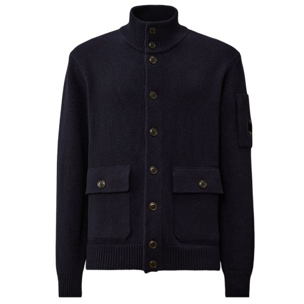 トップス C.P. COMPANY ds knit black CP Company Arm Lens Wool Half Zip Knit Jumper Black - Outlet