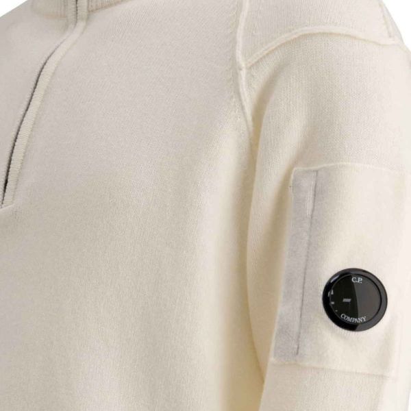CP Company Lambswool GRS Half Zipped Knit Sweater Wit