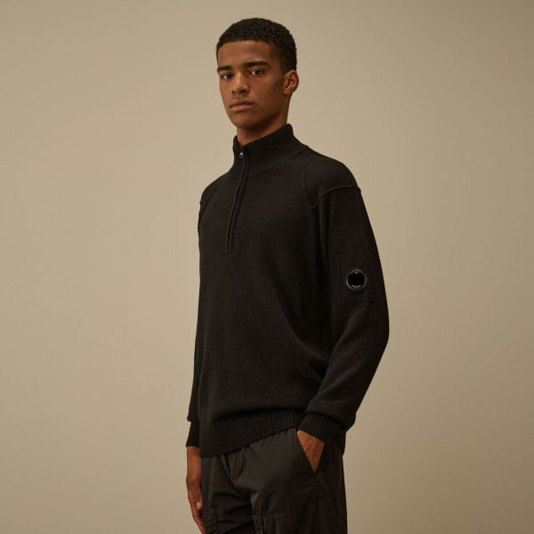 CP Company Lambswool GRS Half Zipped Knit Sweater Zwart
