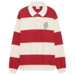 Drôle De Monsieur Rayures Longsleeve Polo Rood/Off White