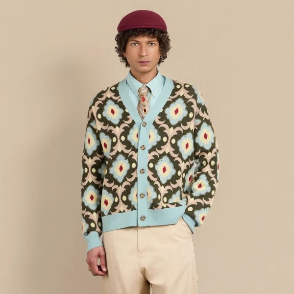 Drôle De Monsieur Tapisserie Cardigan Donker Groen