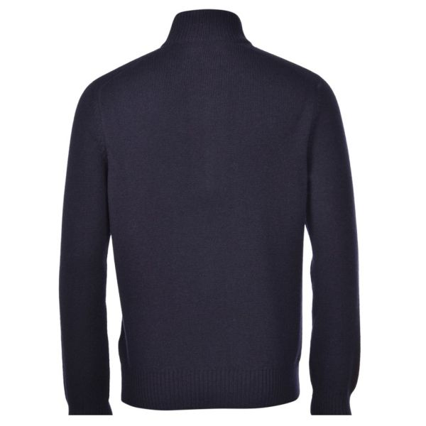 Gran Sasso Button Zip Polo Sweater Navy