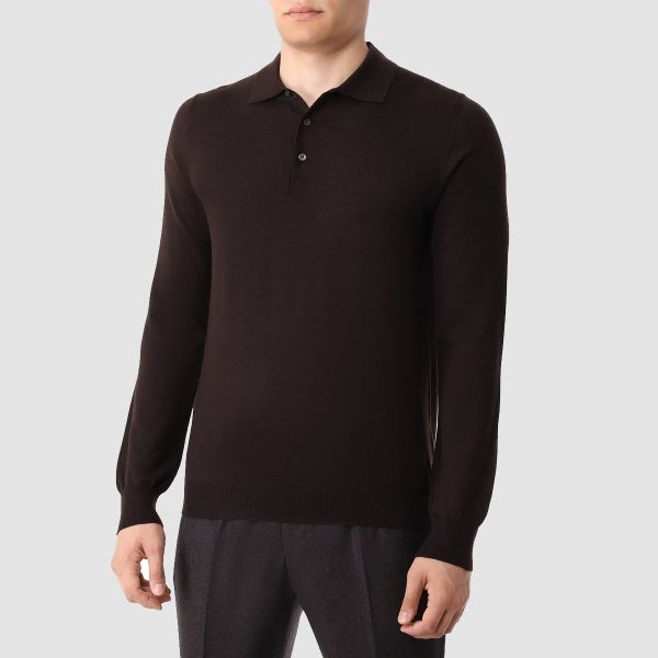 Gran Sasso Tennis Polo Sweater Bruin