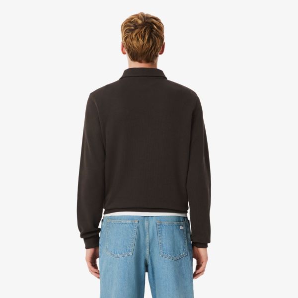 Lacoste Ribbed Polo Sweater Bruin