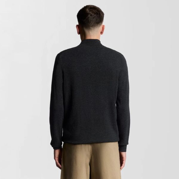 Lyle & Scott Lambswool Blend Quarter Zip Sweater Zwart