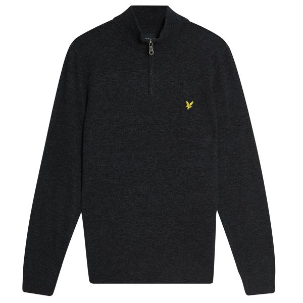 Lyle & Scott Lambswool Blend Quarter Zip Sweater Zwart