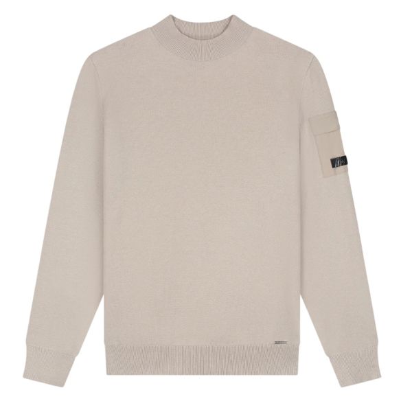 Malelions Knitted Pocket Mockneck Sweater Beige