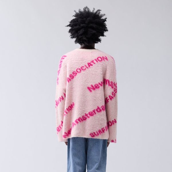 New Amsterdam Surf Association Jacquard Knit Sweater Off White/Roze