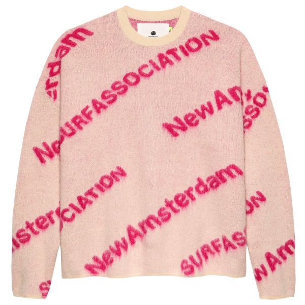 New Amsterdam Surf Association Jacquard Knit Sweater Off White/Roze