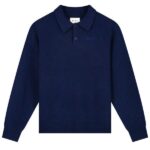 Olaf Knitted Oversized Longsleeve Polo Navy