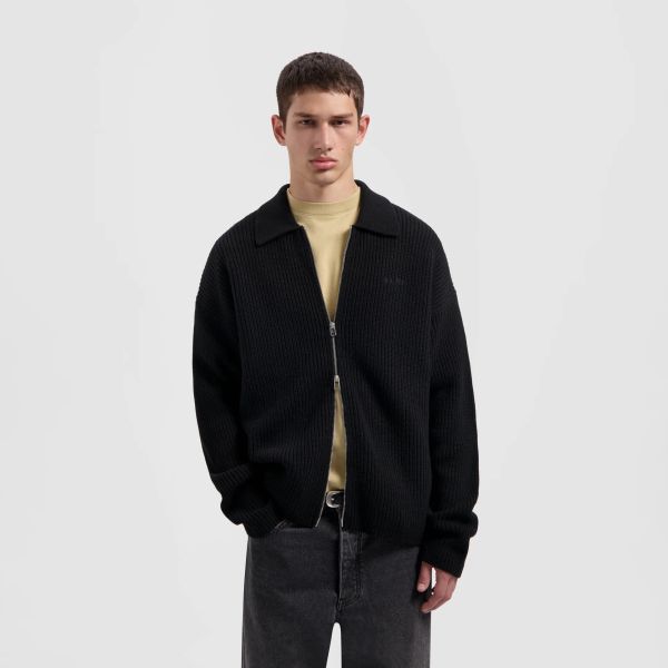 Olaf Knitted Zip Cardigan Zwart