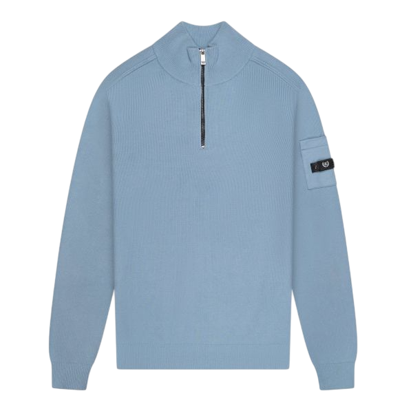 Quotrell Palace Knitted Half Zip Sweater Blauw