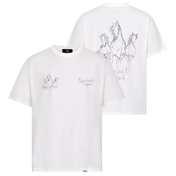Represent Hand Drawn Thoroughbred Horses T-shirt Wit