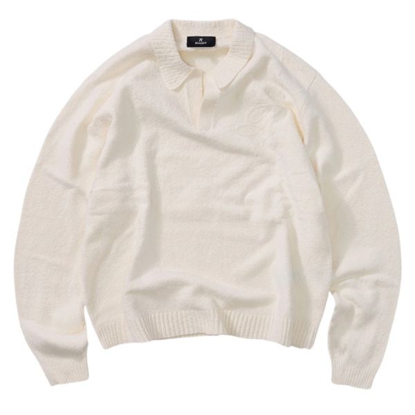 Represent Knitted Longsleeve Polo Off White