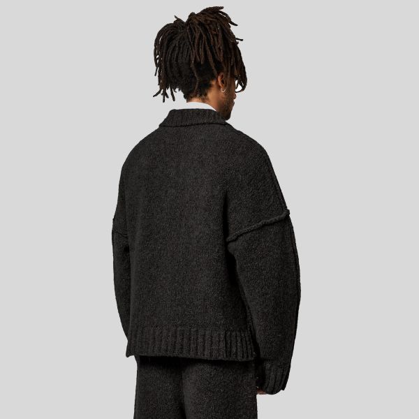 Seventh Wool Knit Polo Sweater Zwart