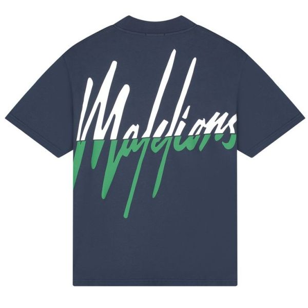 Malelions Oversized Split T-shirt Navy - Afbeelding 4