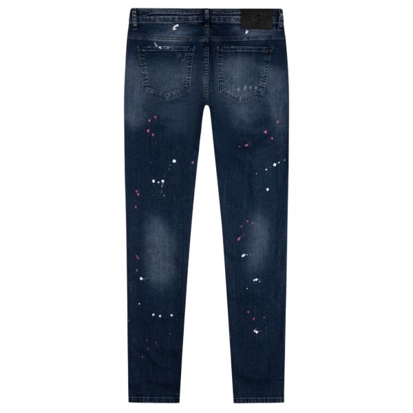 AB Lifestyle Las Vegas Slim Fit Paint Jeans Donker Blauw