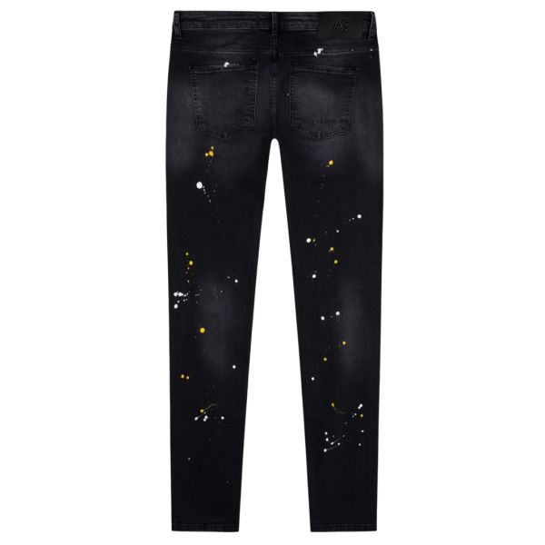 AB Lifestyle Las Vegas Slim Fit Paint Jeans Zwart