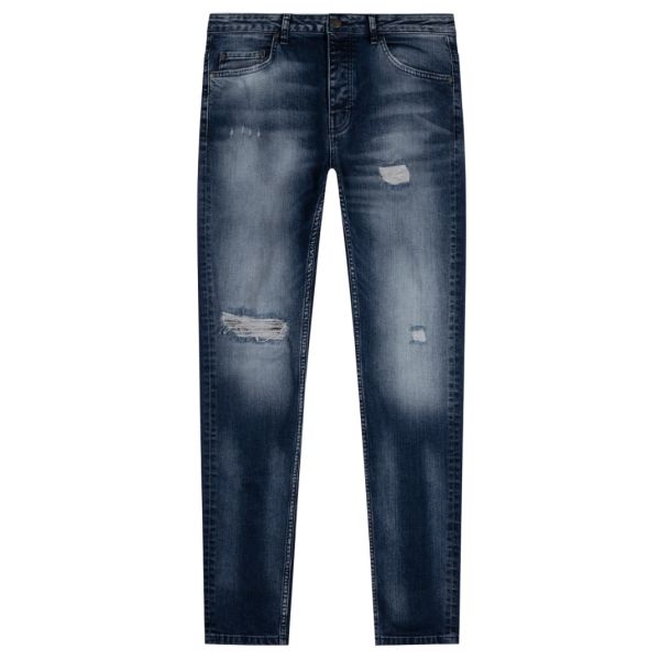 AB Lifestyle Los Angeles Slim Fit Destroyed Jeans Donker Blauw