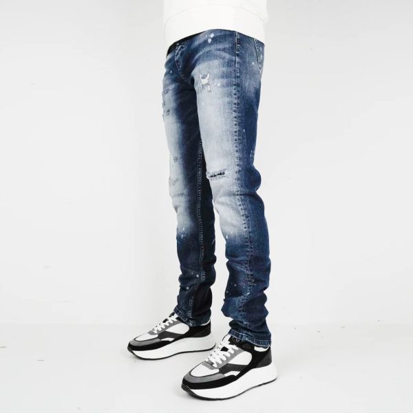 AB Lifestyle Macau Regular Bleach Jeans Donker Blauw