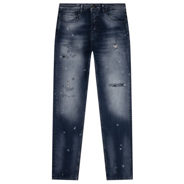 AB Lifestyle Macau Regular Bleach Jeans Donker Blauw