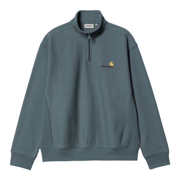 Carhartt WIP Half Zip American Script Sweater Donker Blauw