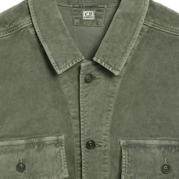 CP Company Corduroy Lens Button Overshirt Donker Groen