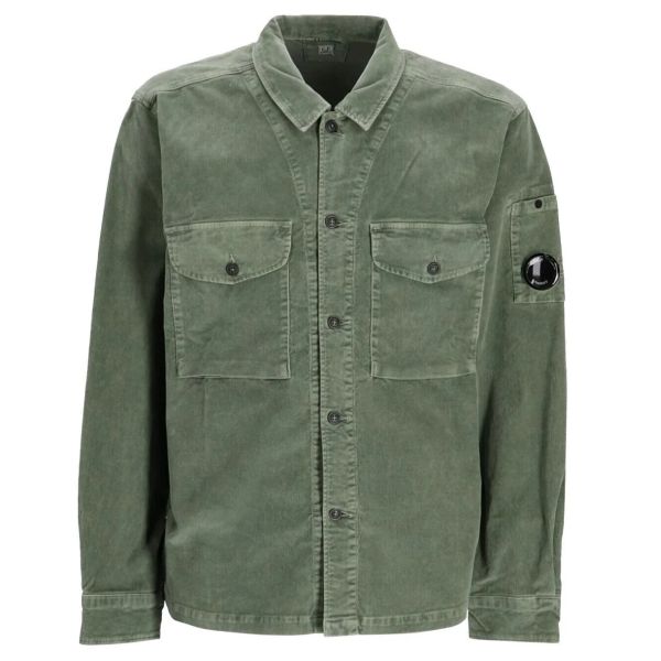 CP Company Corduroy Lens Button Overshirt Donker Groen