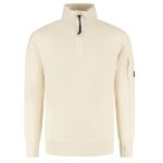 CP Company Diagonal Raised Fleece Half Zip Sweater Beige
