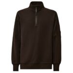 CP Company Diagonal Raised Fleece Half Zip Sweater Zwart