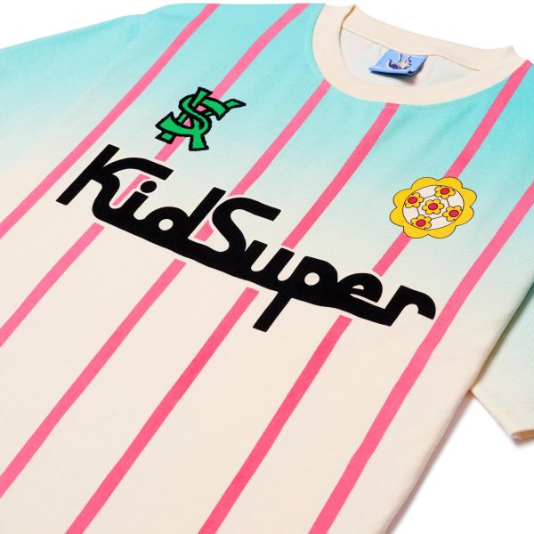 KidSuper Studios Soccer Jersey T-shirt Off White/Blauw