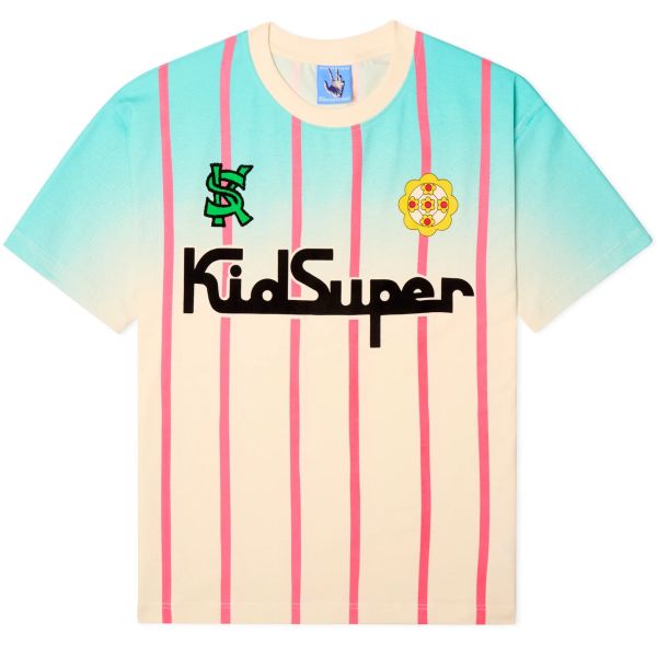 KidSuper Studios Soccer Jersey T-shirt Off White/Blauw