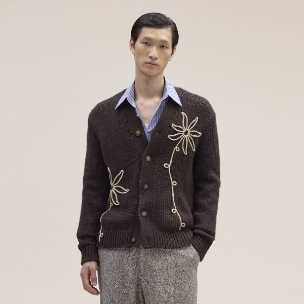 NN.07 Mika Flower Cardigan Donker Bruin