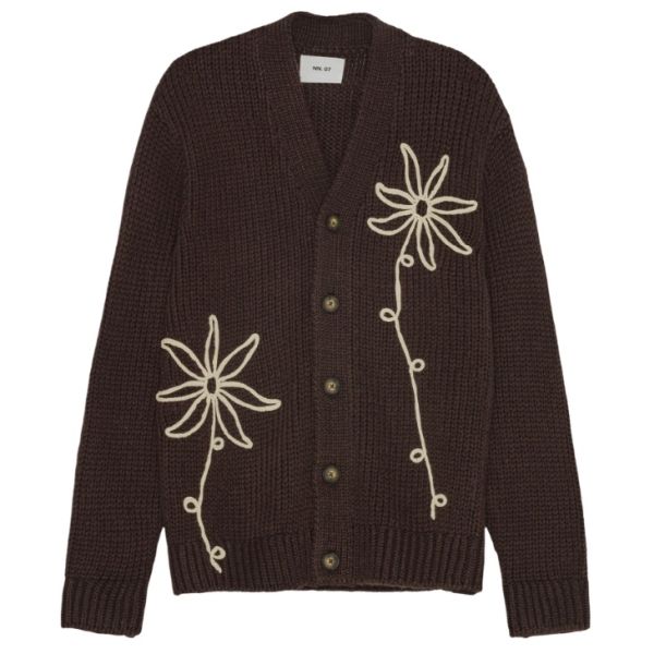 NN.07 Mika Flower Cardigan Donker Bruin