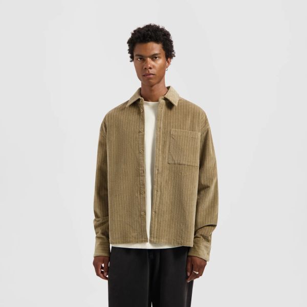 Olaf Corduroy Boxy Overshirt Donker Groen