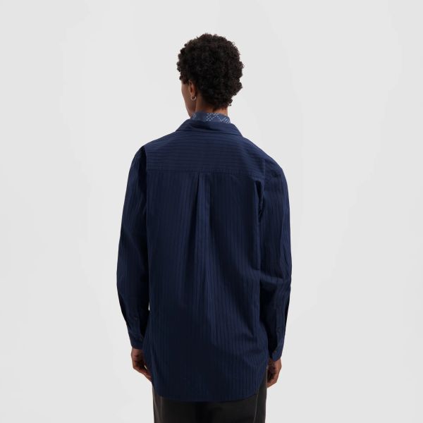 Olaf Stitched Striped Overhemd Navy