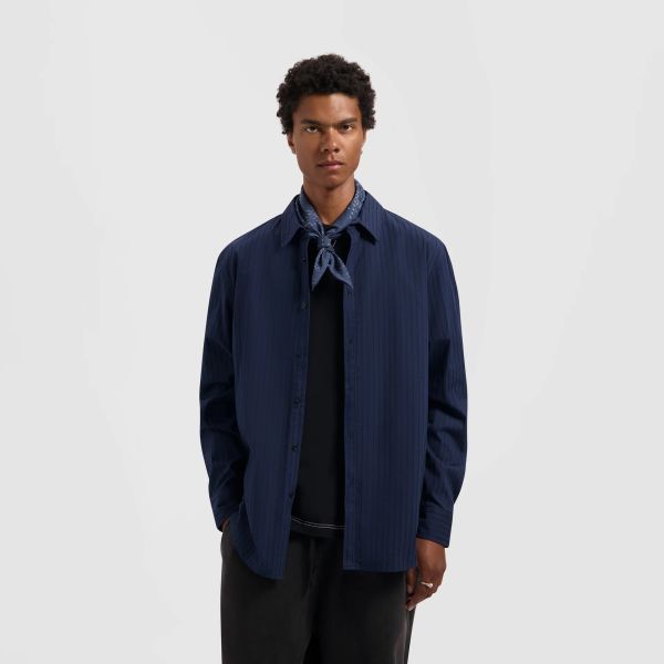 Olaf Stitched Striped Overhemd Navy