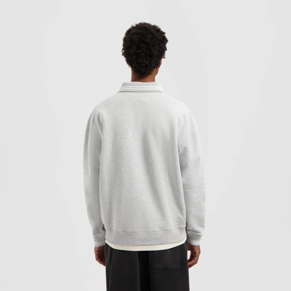 Olaf Tipping Detail Oversized Longsleeve Polo Grijs