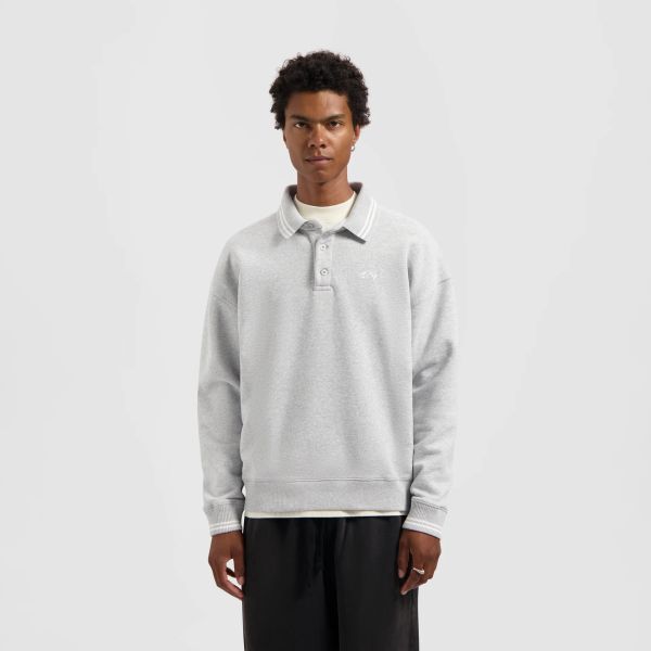 Olaf Tipping Detail Oversized Longsleeve Polo Grijs