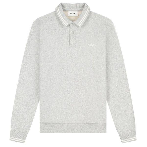 Olaf Tipping Detail Oversized Longsleeve Polo Grijs