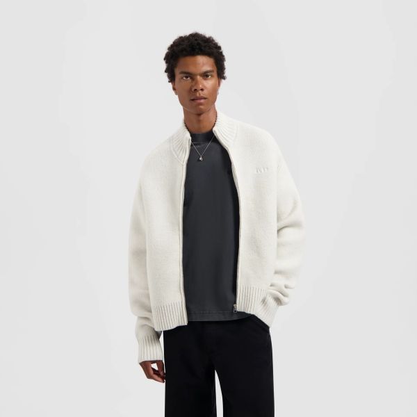 Olaf Zip Through Knitted Mock Vest Off White