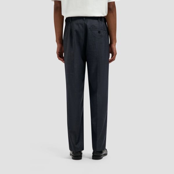 Olaf Regular Wool Blend Pleated Chino Antraciet