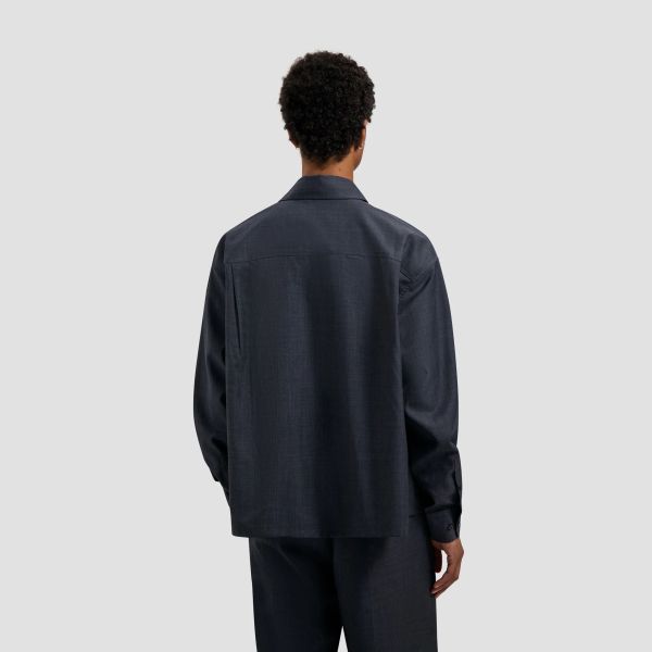 Olaf Wool Blend Boxy Overhemd Antraciet